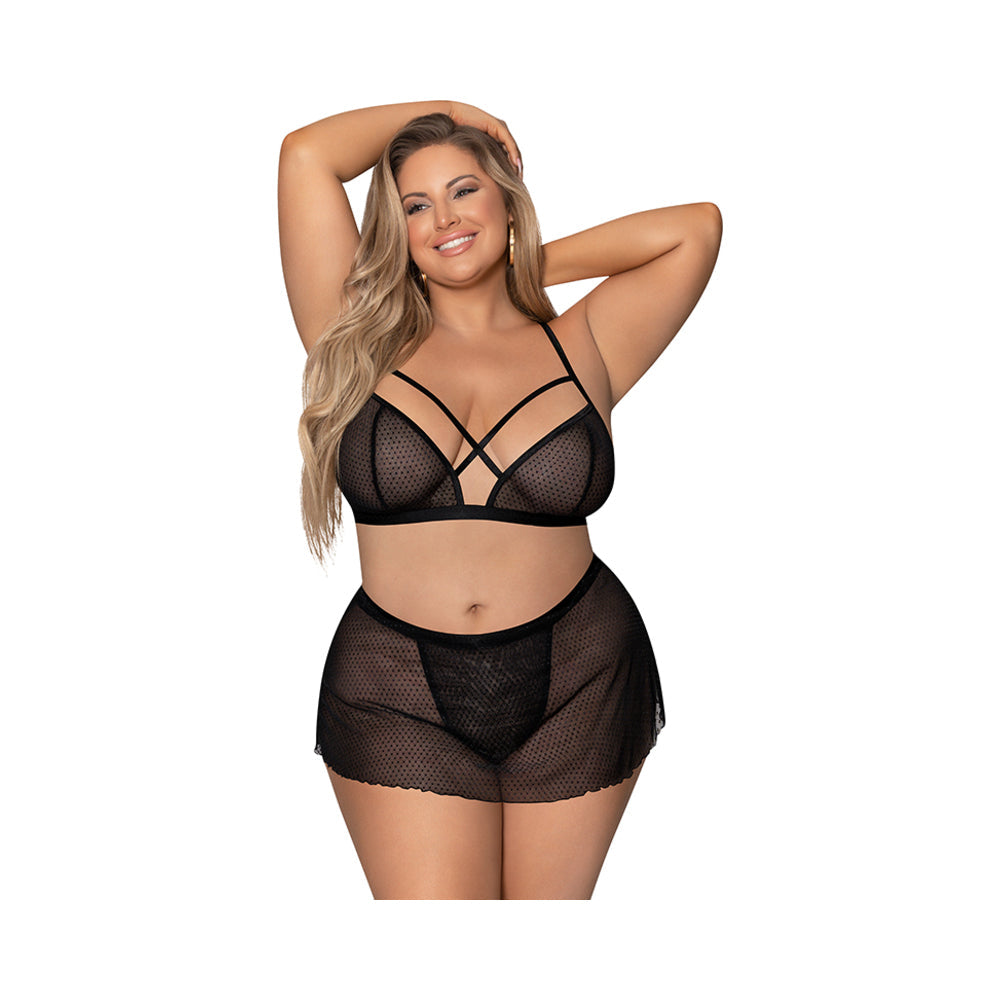 Magic Silk Girl Next Door Bralette With Skirt Black Queen Size