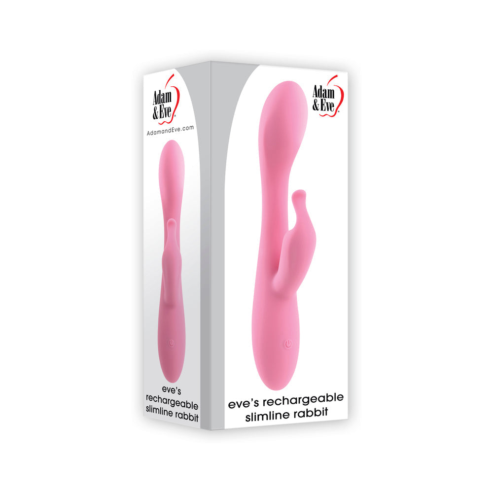 Adam & Eve Eve's Rechargeable Silicone Slimline Rabbit Vibrator Pink