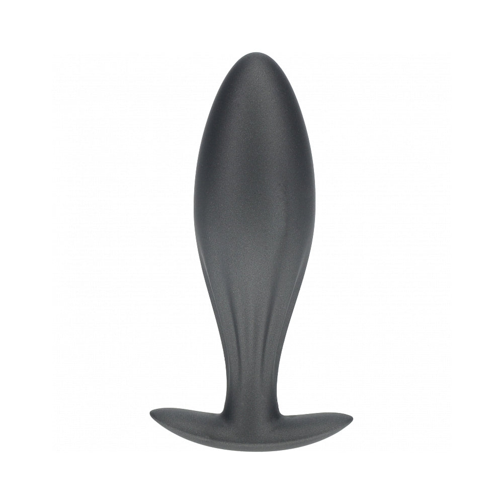 Ouch! Smooth Silicone Oval Anal Plug 4.6 in. Gun Metal
