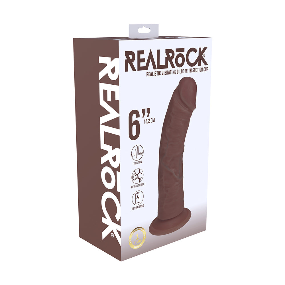 RealRock 6 in. Vibrating Cock Curved Brown