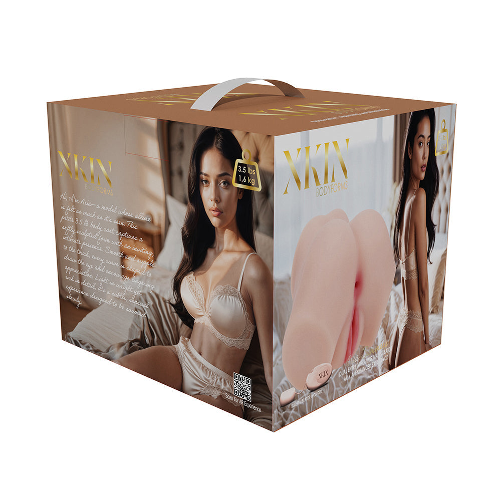 Xkin Bodyforms Aria Summers Dual Entry Vibrating Masturbator Beige