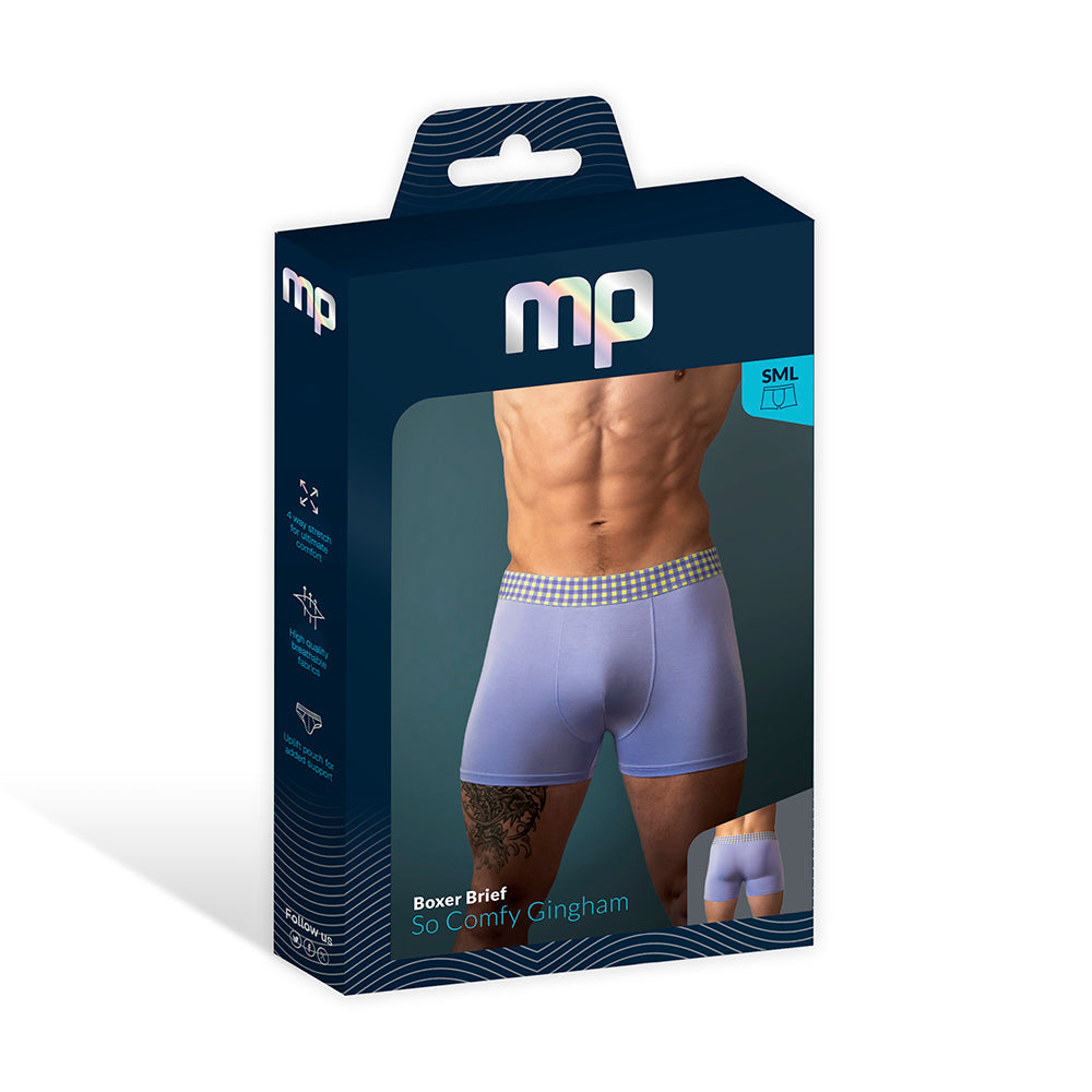 Male Power So Cumfy Gingham Boxer Brief Purple L