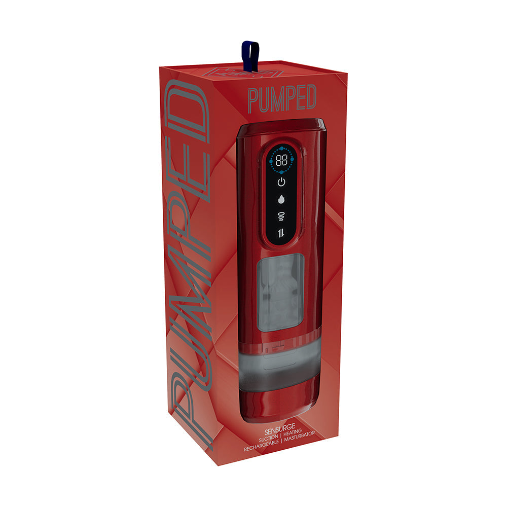 PUMPED Sensurge Automatic Rechargeable Heating Suction Masturbator Red