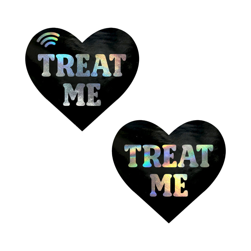 Neva Nude Treat Me Holographic Heart Smart NFC Pasties