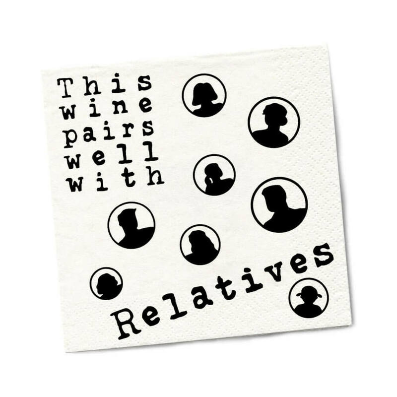 Twisted Wares Wine Pairs Well With Relatives Napkins 20-Pack