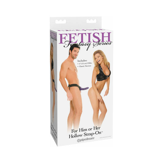 Pipedream Fetish Fantasy Series For Him or Her 6 in. Hollow Strap-On Purple/Black