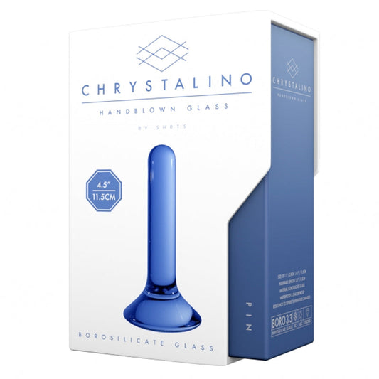 Shots Chrystalino Pin 4.5 in. Glass Wand Dildo Plug Blue