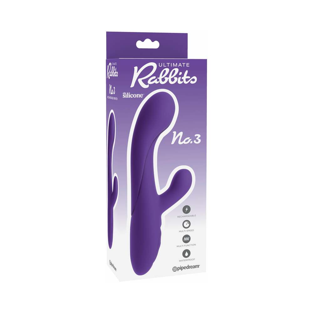 Pipedream Ultimate Rabbits No. 3 Rechargeable Silicone Dual Stimulation Vibrator Plum