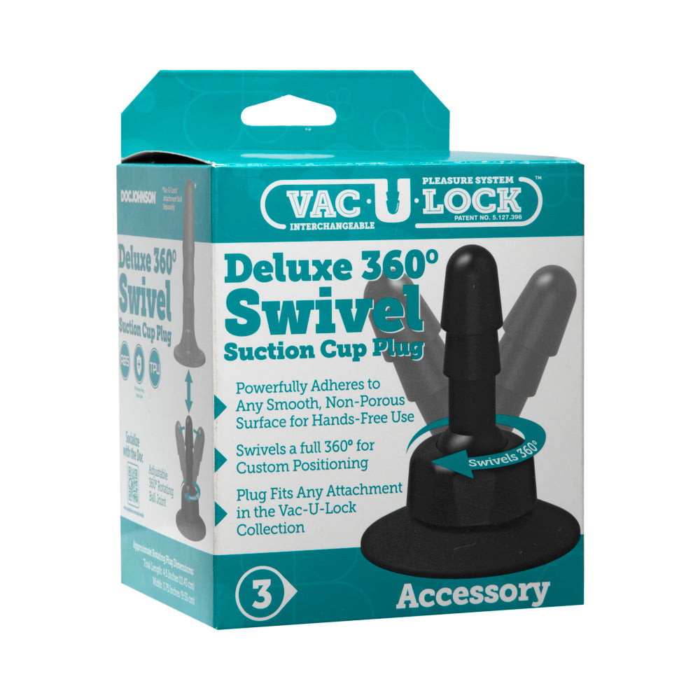 Vac-U-Lock - Deluxe 360° Swivel Suction Cup Plug- Black