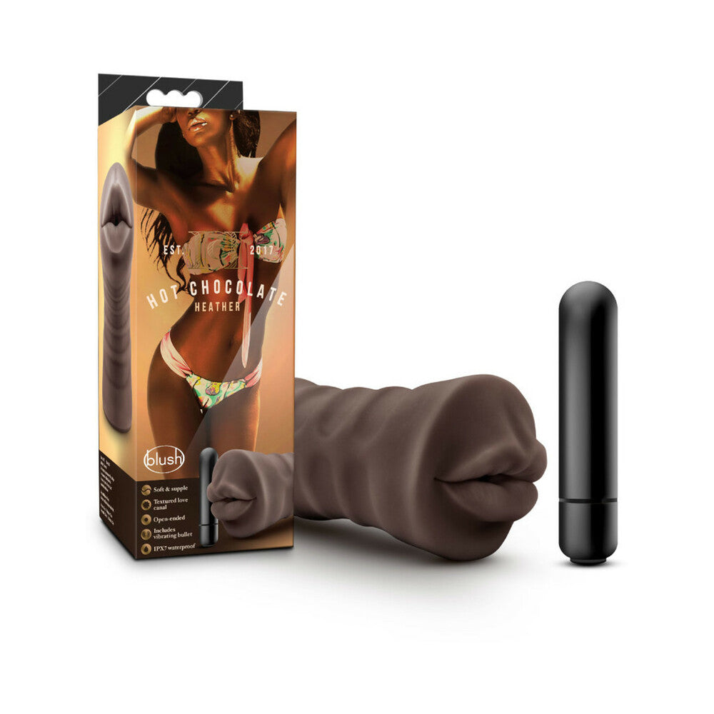 Blush Hot Chocolate Heather Oral Stroker with Bullet Vibrator Brown