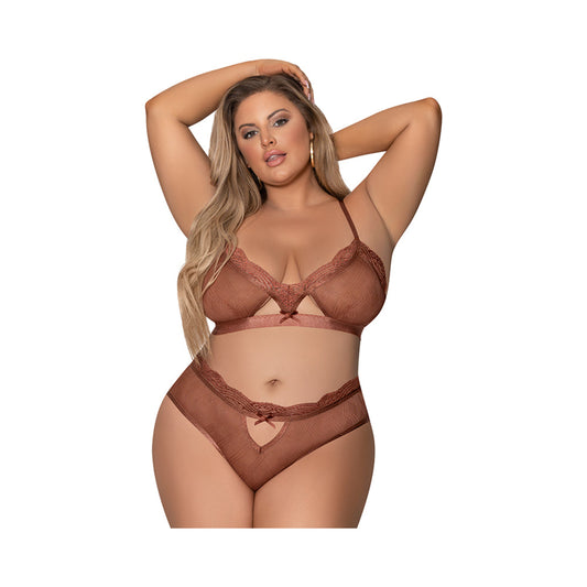 Magic Silk Caramel Kiss Bralette & G-String Panty Caramel Queen  Size