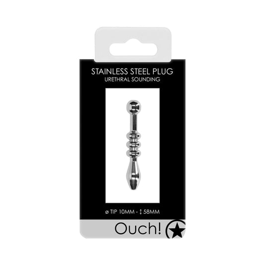 Ouch! Urethral Sounding Beaded Stainless Steel Plug 10 mm