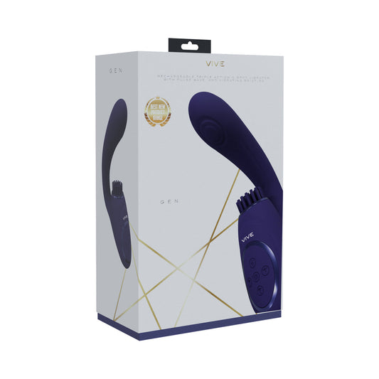 VIVE Gen Rechargeable Triple Motor G-Spot Vibrator with Pulse Wave and Vibrating Bristles Purple