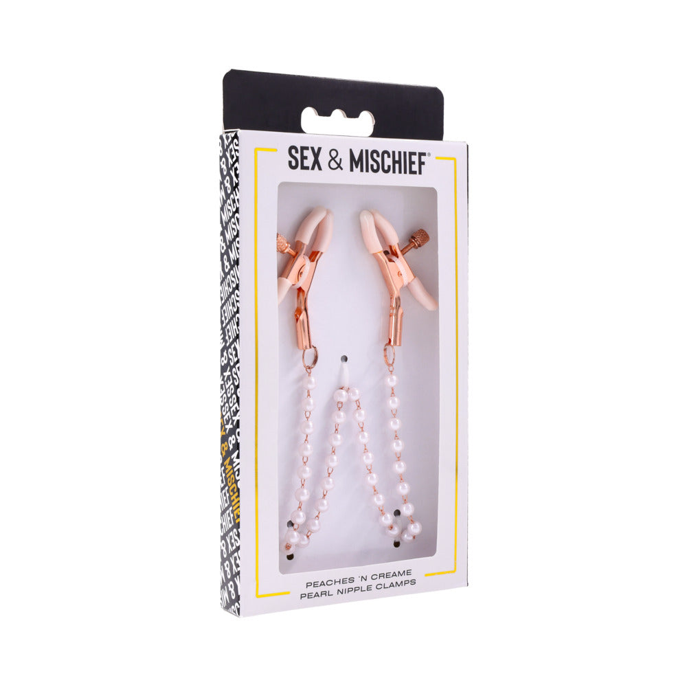 Sportsheets Sex & Mischief Peaches ''n CreaMe Pearl Nipple Clamps