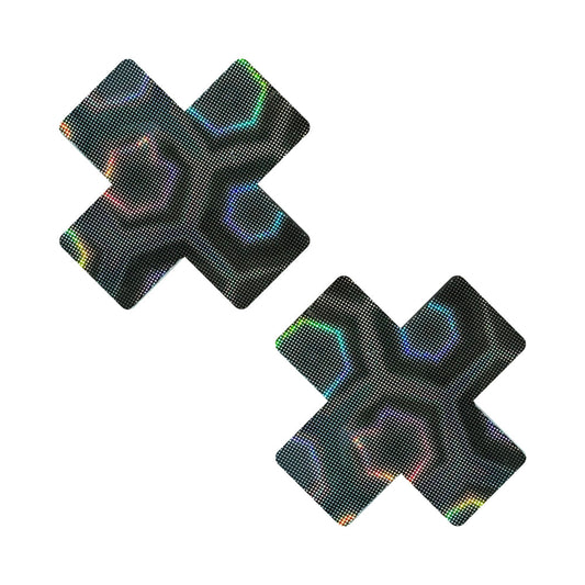 Neva Nude Black Nuclear Nightmare Trippy 3D Holographic X Nipple Pasties