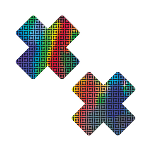 Neva Nude Talladega Trippin'' Super Holographic Checkered X Nipple Pasties