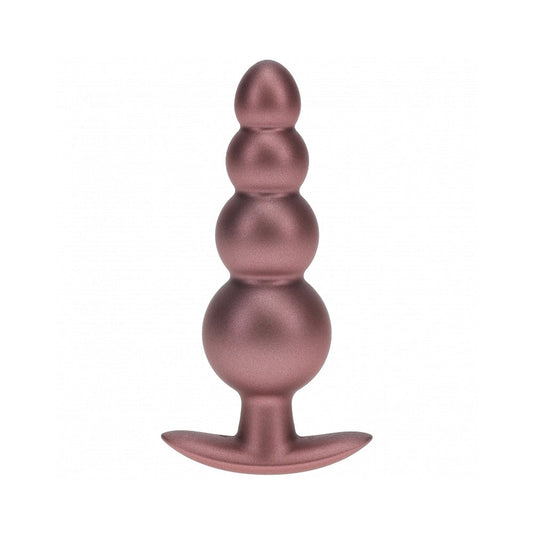 Ouch! Smooth Silicone Beaded Anal Plug 4.6 in. Rose Gold