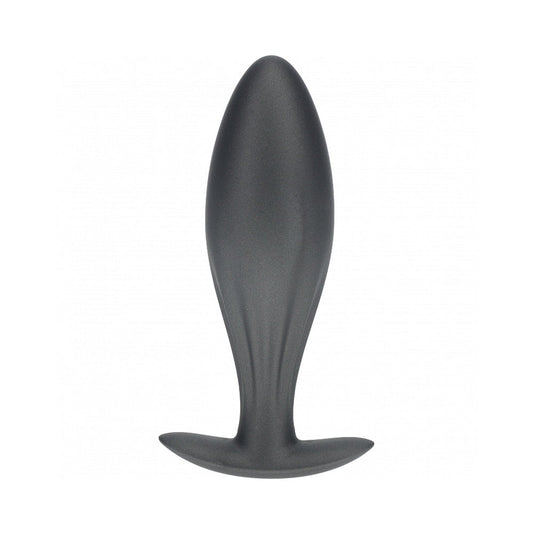 Ouch! Smooth Silicone Oval Anal Plug 4.6 in. Gun Metal