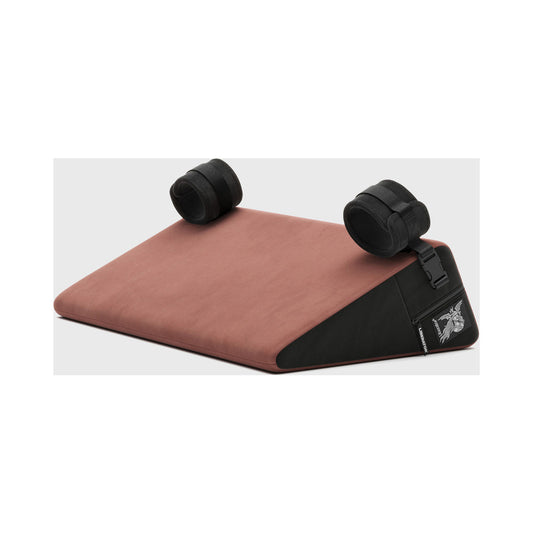 Liberator Black Label Wedge 24 in. Sex Position Pillow with Cuffs Décor Velvet Mauve