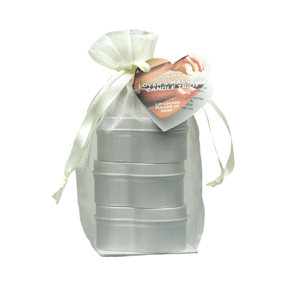 Earthly Body Hemp Seed Valentine Candle Trio: XOXO, Lip Locked, Pucker Up