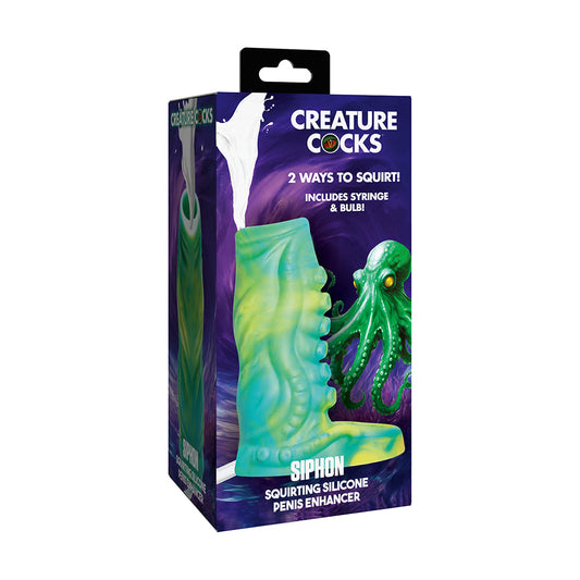 Creature Cocks Siphon Tentacle Squirting Silicone Penis Enhancer Green