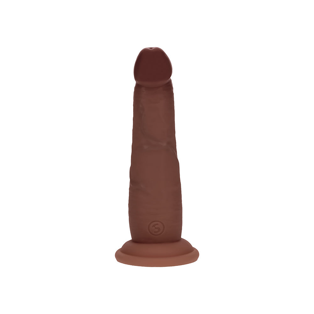 Realrock Sliding Skin Dual Density Silicone Dildo 6 in. Brown