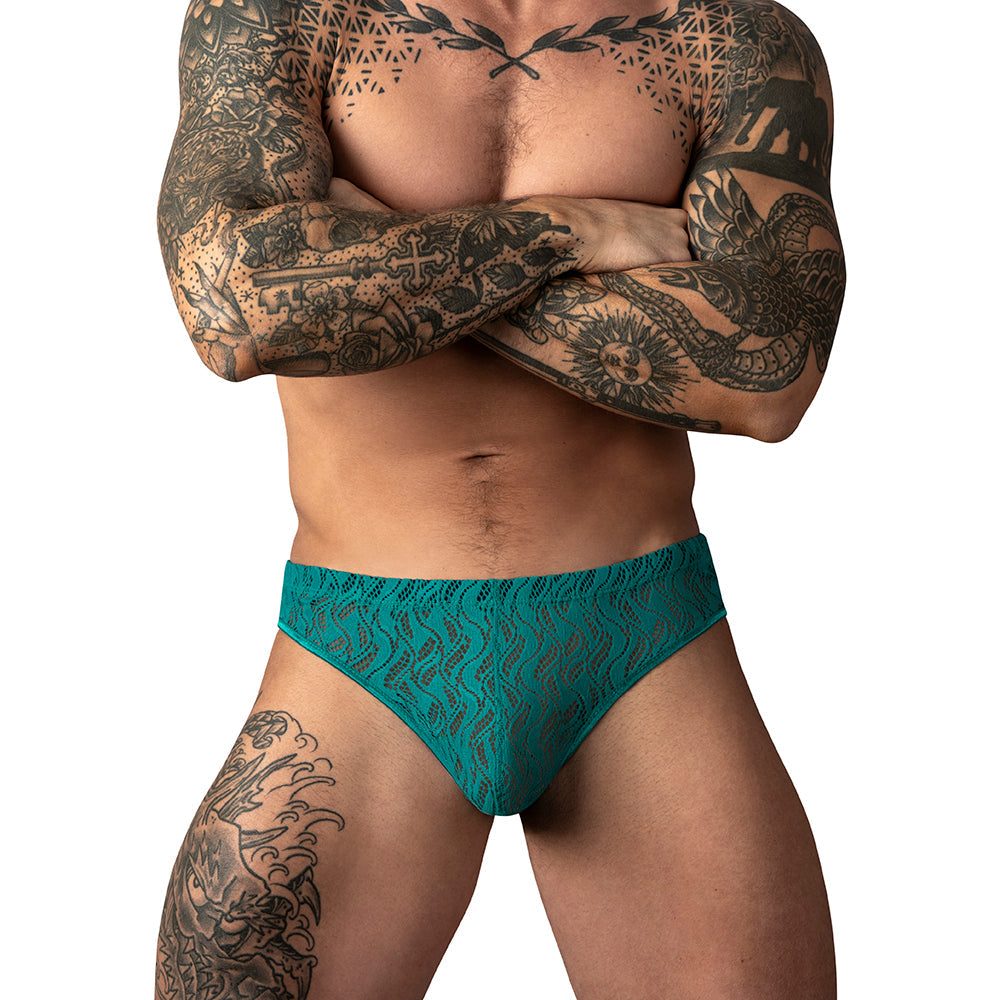 Male Power Ripple Moon Jock Teal L/XL
