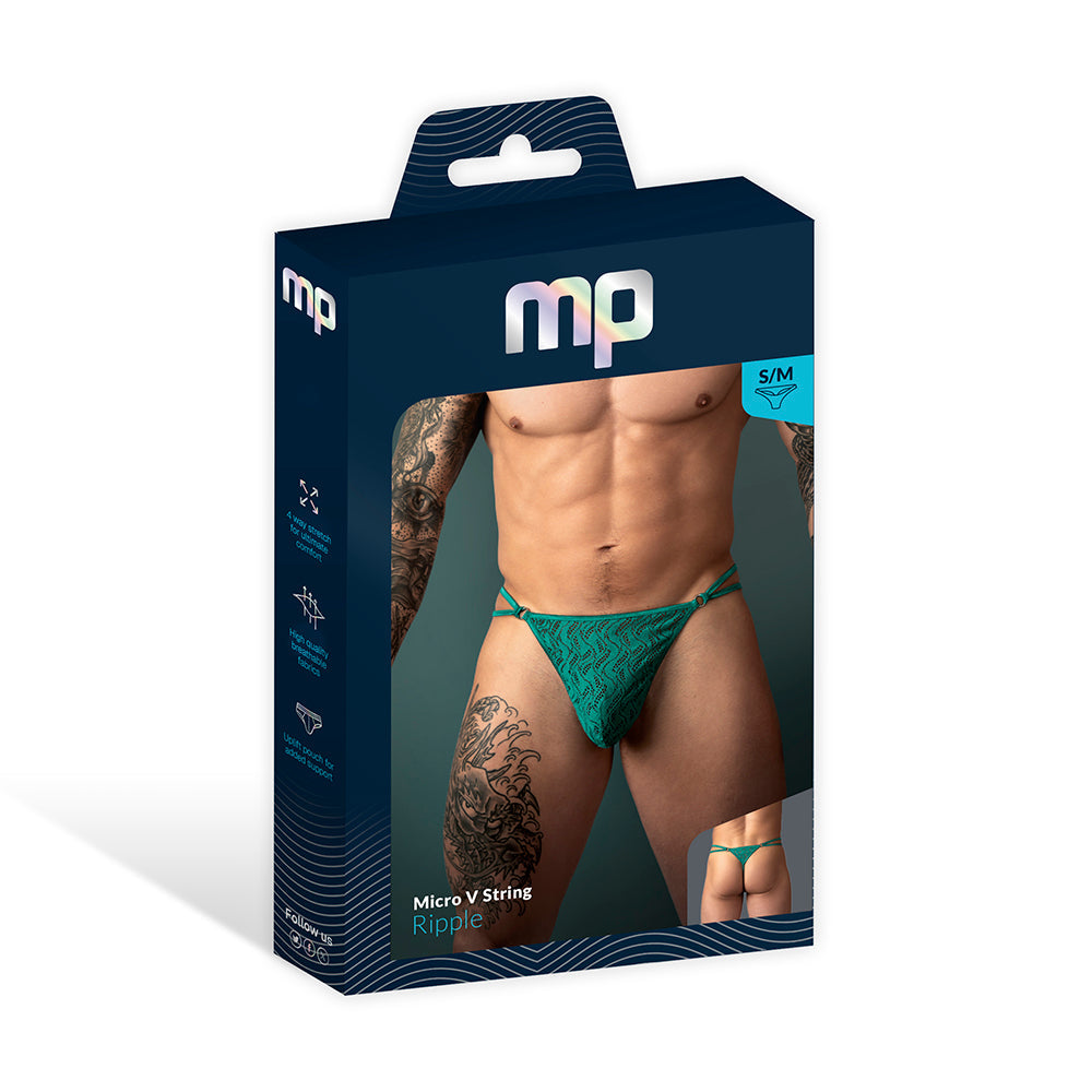 Male Power Ripple Micro V String Teal S/M
