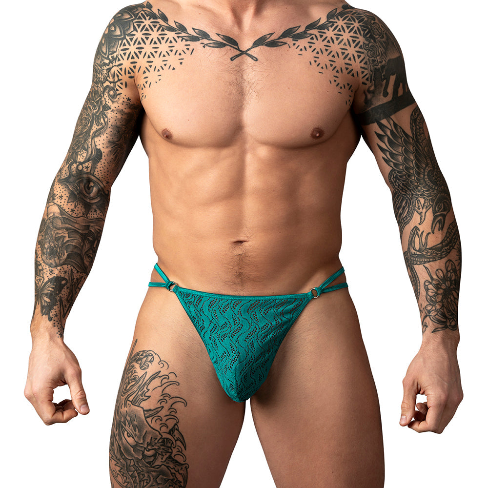 Male Power Ripple Micro V String Teal S/M
