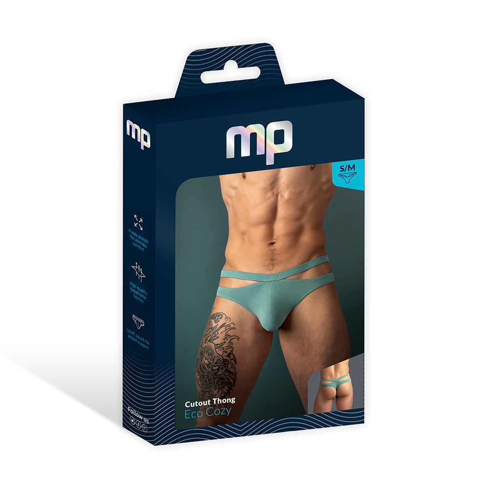 Male Power Eco Cozy Cutout Thong Green S/M