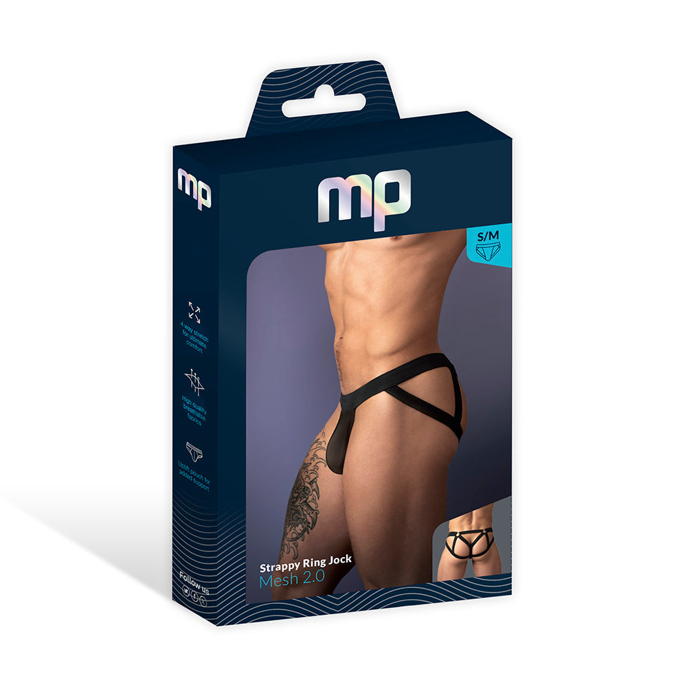 Male Power Mesh 2.0 Strappy Ring Jock Black L/XL