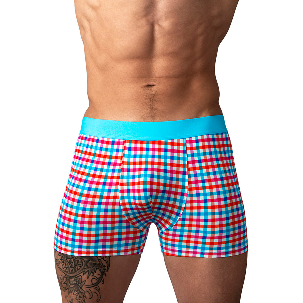Male Power So Cumfy Gingham Boxer Brief Turquoise S