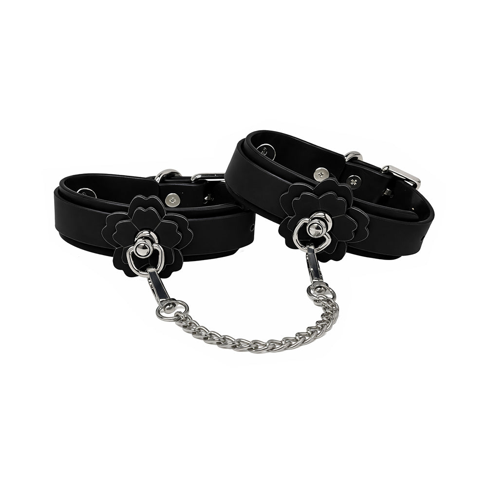Heat Tease Flower Cuffs Black/Pink